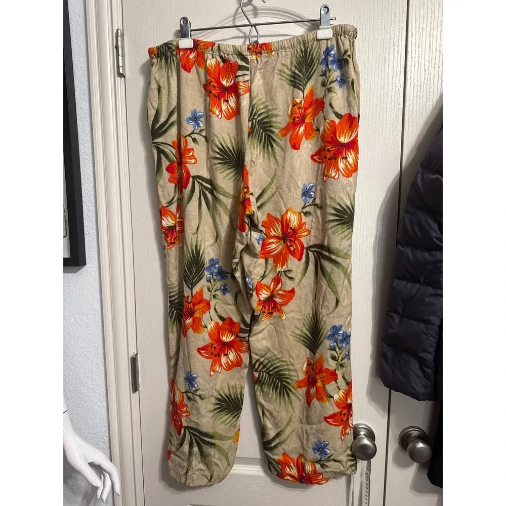 Y2K Matching Tropical Floral Pant Set Hawaiian Summer Retro Vacation Coastal - Picture 7 of 8